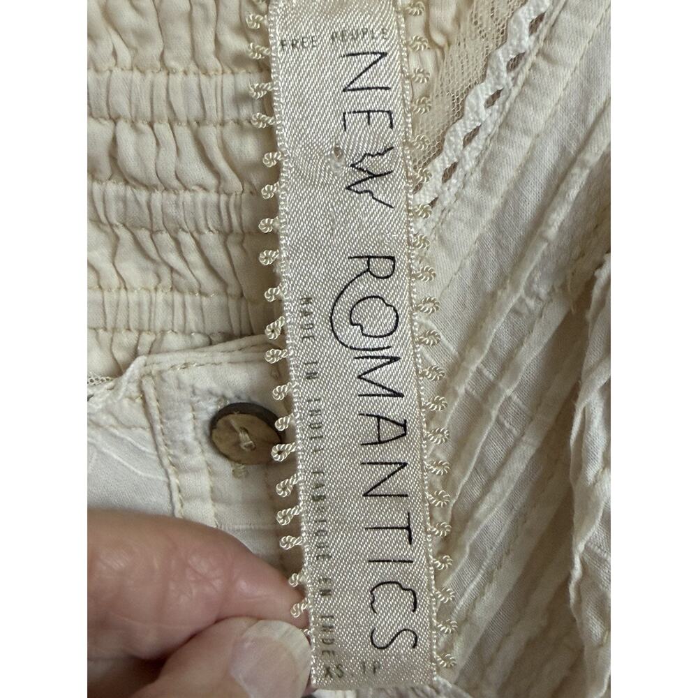 Free People New Romantics XS Embroidered Mini Dress Ivory Cotton Lined Pockets - Picture 11 of 16